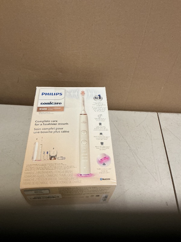 Photo 1 of Philips Sonicare DiamondClean Smart 9500 Electric Toothbrush, Sonic Toothbrush with App, Pressure Sensor, Brush Head Detection, 5 Brushing Modes and 3 Intensity Levels, Rosegold, Model HX9923/61