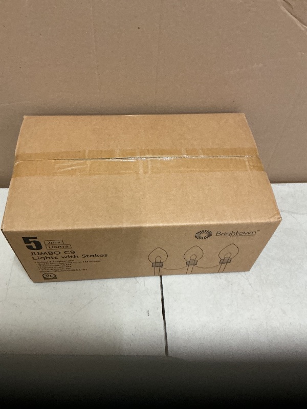 Photo 1 of 2 Pack Jumbo C9 Christmas Pathway Lights Outdoor Decorations Lawn with Stakes,Tota 17Ft 10 LED String Lights Covered Jumbo Multicolored Walkway Lights Bulb for Holiday Outside Yard Garden Decor