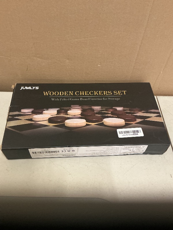 Photo 1 of 2 in 1 Magnetic Chess Set & Checkers Board Game, 15" Wooden Folding Chess Board with 2 Extra Queens, Portable Travel Chess Set with Pieces Storage Slots, Beginner Chess Board Game for Adults & Kids