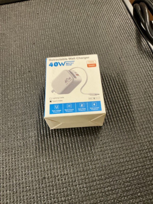 Photo 1 of 40W Retractable Wall Charger,Fast USB Chargers Block with Type c Cable for iPhone 16 15,Galaxy S23 22,LG,Pixel, Portable Retractable Charger Wall Plug for Home Office Travel