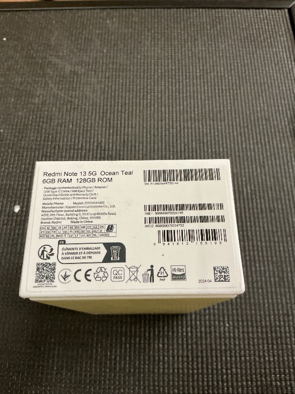 Photo 1 of Xiaomi Redmi Note 13 5g + 4g lte (For Tmobile Mint Tello & Global) (128gb + 6gb) 6.67" 108mp Global Unlocked (Ocean Teal)