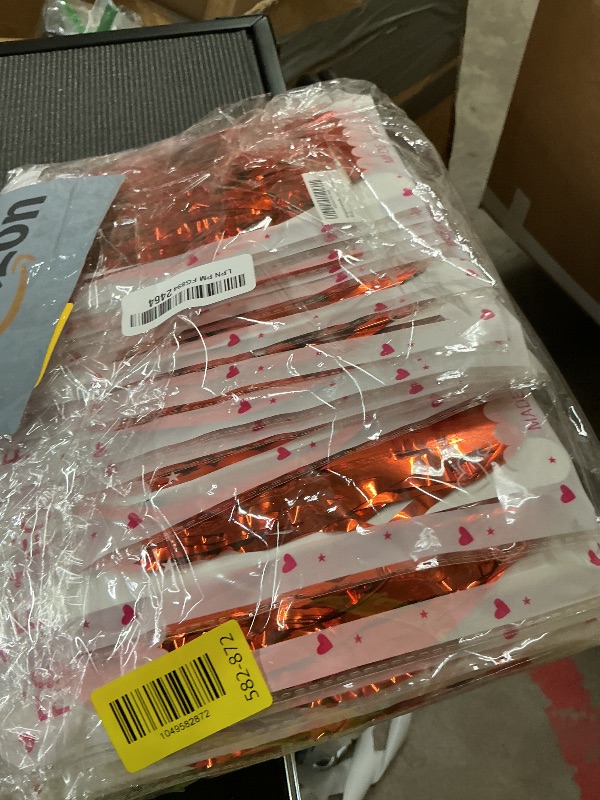 Photo 1 of 20 Pack Foil Curtain Backdrop Red Metallic Tinsel Foil Fringe Curtains Photo Booth Props for Birthday Wedding Engagement Baby Shower Bachelorette Christmas Holiday Celebration Party Decorations