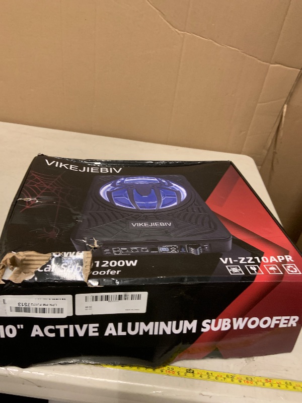 Photo 1 of 1200W Subwoofer, Slim Underseat Car Subwoofer and Amp Package with Ambient Light, Individual Control for Low Pass/Gain/Boost Bass, Loud Stereo Sound, Deep Bass Perfect for Truck/SUV/Jeep/MPV (Black)