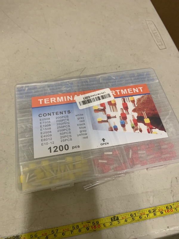 Photo 1 of 1200pcs AWG 22-7 Wire Ferrules Terminals Kit - 8 Types Ferrule Connectors - Pin Terminal Assortment - Insulated Copper Crimp Connector