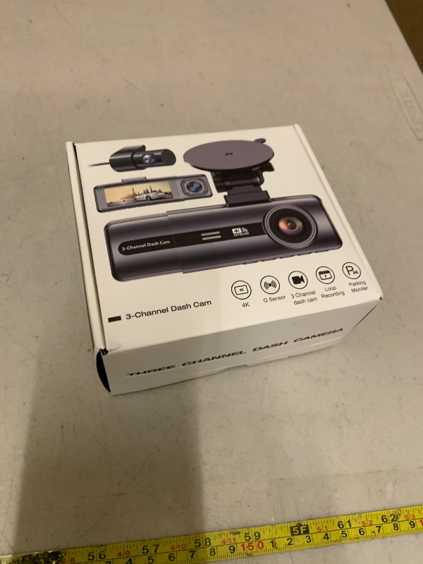 Photo 1 of 3 Channel 4K Dash Cam with 5GHz WiFi & APP Control, 4K/2.5K+1080P+1080P Front Inside and Rear, Triple Dash Camera with 64GB Card, G-Sensor, 24 Hours Parking Mode, Loop Recording, Night Vision