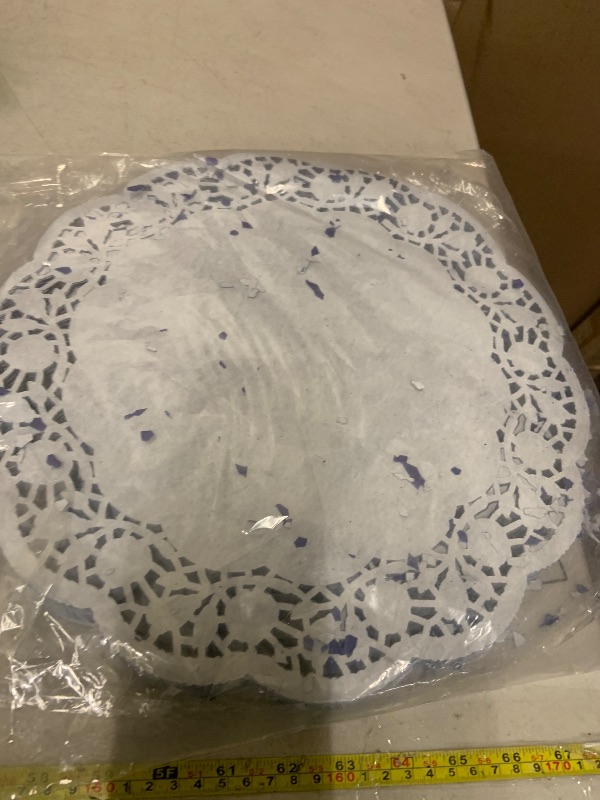 Photo 1 of Yexiya 200 Pcs Doilies Lace Paper Doilies 14 Inches Disposable Foil Lace Placemats Large Round Paper Pad Placemats for Cakes Crafts Wedding Birthday Party Decoration(Dark Blue)