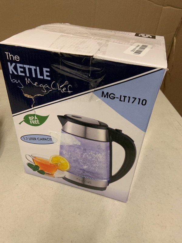 Photo 1 of MegaChef Electric Watter Boiler/Tea Kettle (Glass, 1.7 Quart, Silver)
