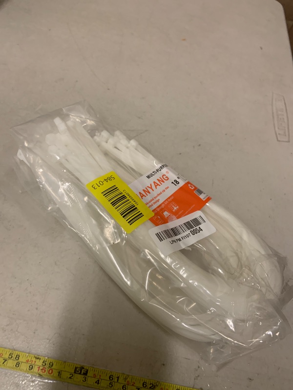 Photo 1 of 18 Inch Zip Ties Double Sided Toothed,120 LBS Tensile Strength Heavy Duty Cable Wire Ties With Self-Locking Adjustable More Durable Nylon Tie Wraps for Indoor Outdoor White?100 Pack?