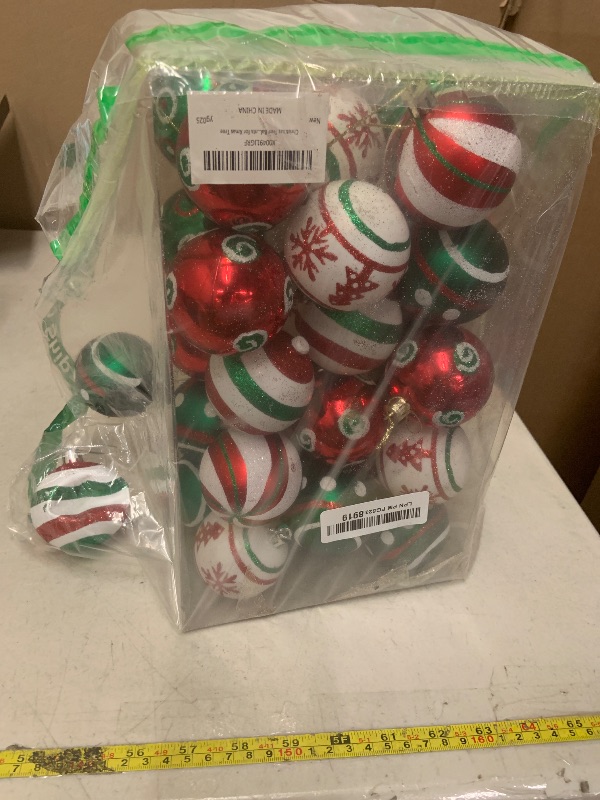Photo 1 of 30PCS Shatterproof Christmas Tree Ball Ornaments, 2.36’’ Plastic Red Green White Glittering Xmas Hanging Bulbs, Christmas Ornaments Set for Christmas Tree Decoration Holiday Party Home Decor