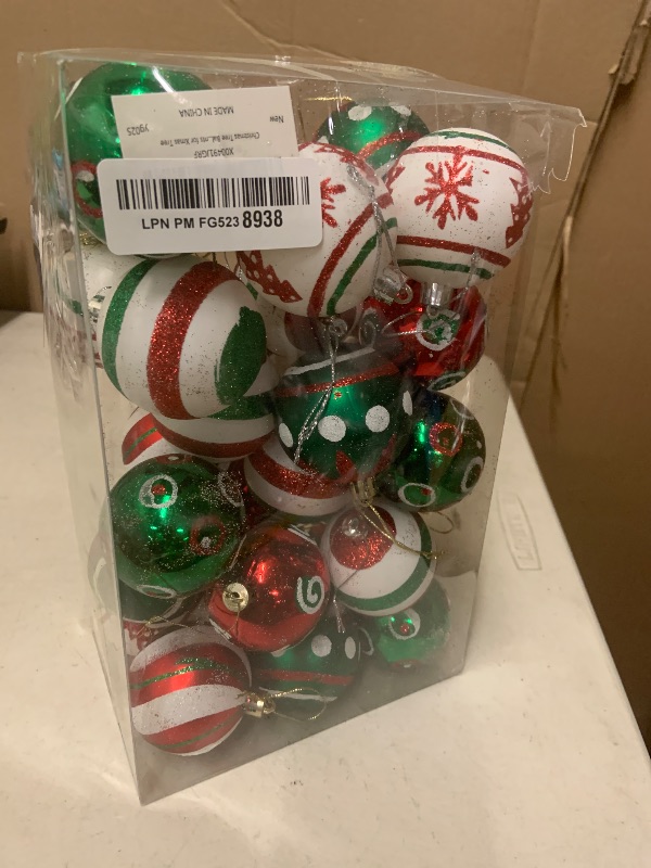 Photo 1 of 30PCS Shatterproof Christmas Tree Ball Ornaments, 2.36’’ Plastic Red Green White Glittering Xmas Hanging Bulbs, Christmas Ornaments Set for Christmas Tree Decoration Holiday Party Home Decor