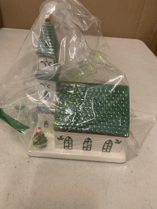 Photo 1 of Spode Christmas Tree Miniature Christmas Village Figural Decoration, LED Lighted Christmas Village Set, Ceramic Holiday Decor - Dolomite Christmas Collectible for Indoor Display (Church)