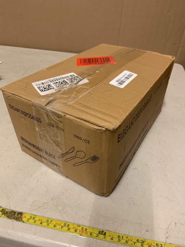 Photo 1 of 1,000 Plastic Disposable Cutlery Bulk Variety Pack Black Medium Weight Includes 334 forks, 333 knives, 333 soup spoons, Disposable Silverware Plastic Cutlery