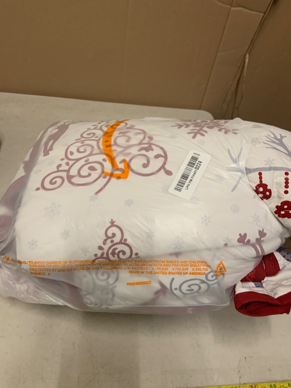 Photo 1 of Christmas Quilt Set Queen Size, Reindeer Snowflakes Bedspread Reversible Red Bedding Set Elks Christmas Trees Quilted Coverlet Set with 2 Pillowcases Queen(90"x 90")