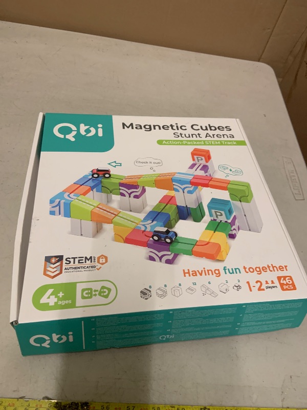 Photo 1 of QBI Magnetic Building Blocks Car Track Set, 46PCS STEM Learning Toys for Kids Ages 4-8, Sensory Magnetic Blocks with 2 Push-and-go Cars | Educational Montessori Magnet Cubes for Boys & Girls