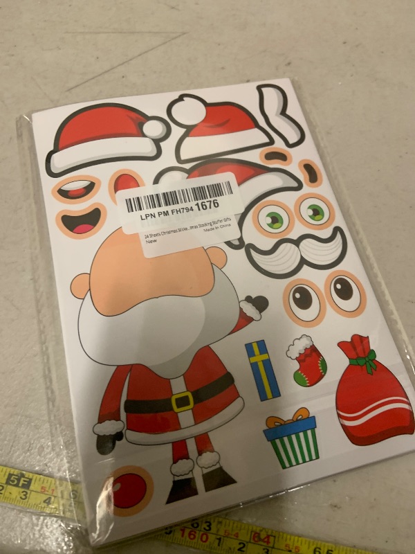 Photo 1 of 24 Sheets Christmas Stickers, Make a Face Stickers for Kids, Make Your Own Christmas Sticker, Xmas Holiday Crafts Stickers Christmas Games Party Supplies, Christmas Stocking Stuffer Gifts