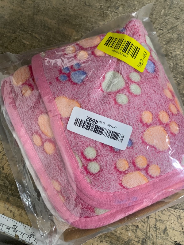 Photo 1 of 1 Pack 3 Blankets Super Soft Fluffy Premium Fleece Pet Blanket Flannel Paw Printed Throw for Dog Puppy Cat (Small 23x16'', Brown, Pink, White)