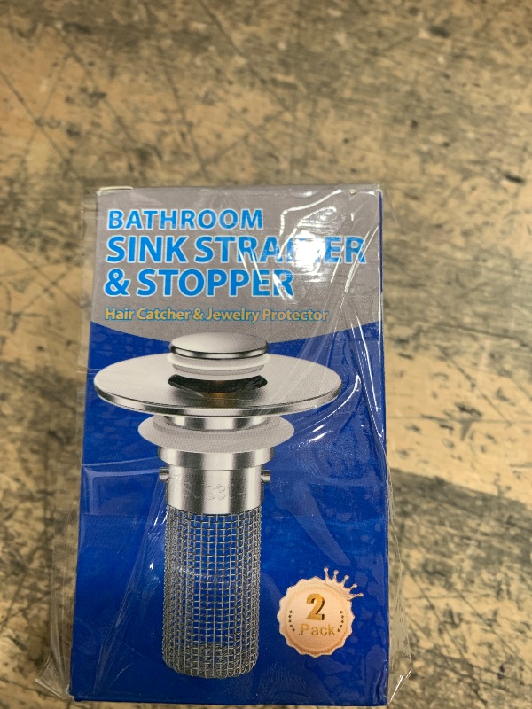 Photo 1 of 2PCS Bathroom Sink Stopper Strainer, Pop-Up Bathroom Sink Drain Strainer with Removable Stainless Steel Hair Catcher Basket, Universal Fit for US Bathroom Sinks, Bathtubs, Showers & Floor Drains