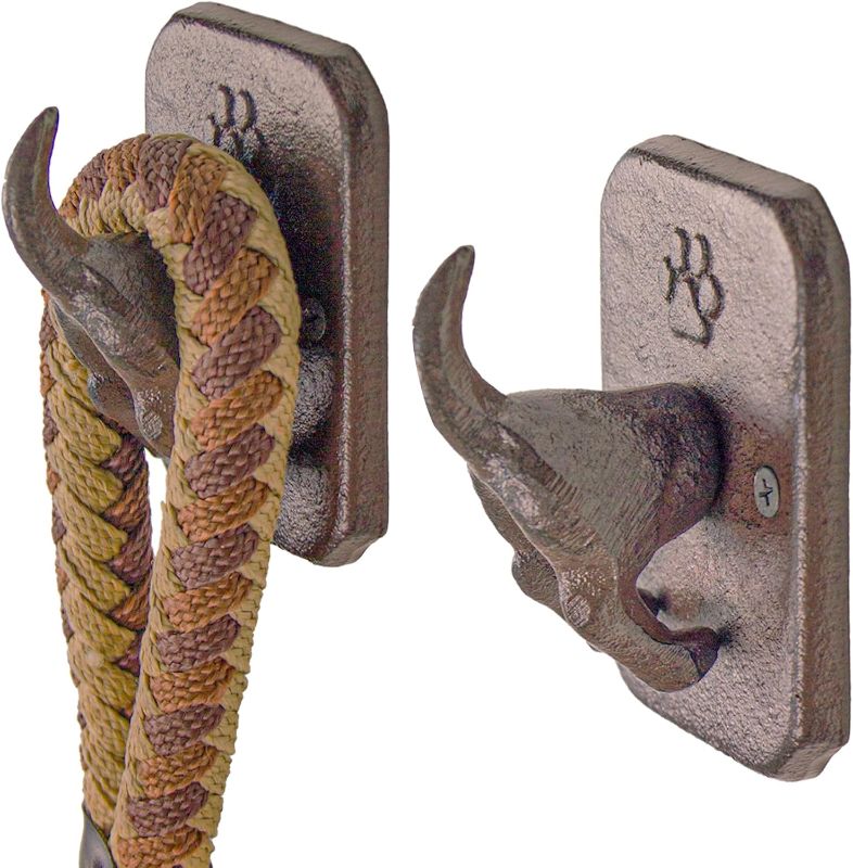 Photo 1 of 2 Pack Cast Iron Dog Leash Holder for Wall - Dog Butt Hooks Organizer - Heavy Duty Wall Hooks For Keys, Coat, Harness, Hat, Bag, Towel - Rustic Decorative Pet Leash Hook - Gifts for Pet Lovers