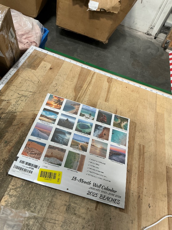 Photo 1 of 2025 Wall Calendar BEACHES, 18 Months Hangable Wall Calendars, Beach Calendars 2025-2026, 12" x 24" (Open), Thick Glossy Paper, Organizing & Planning