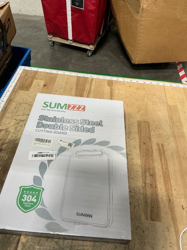 Photo 1 of **FACTORY SEALED** Stainless Steel Cutting Board Double Sided 304 Steel & Food-Grade PP, Large Chopping Board for Meat and Kitchen, Non-Slip 16”×11”