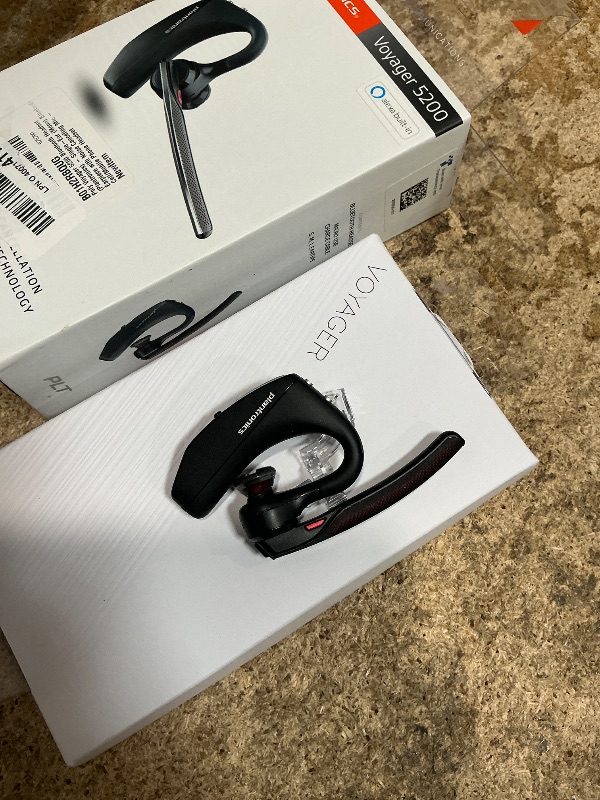 Photo 1 of *POWERS ON* Poly Voyager 5200 Wireless Headset (Plantronics) - Single-Ear Bluetooth Headset w/Noise-Canceling Mic - Ergonomic Design - Voice Controls - Lightweight - Connect to Mobile/Tablet via Bluetooth