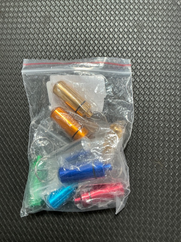 Photo 1 of 10 Pcs Portable Pill Case, Bantoye Waterproof Aluminum Holders Storage Container with Keychain for Outdoor Camping Traveling, Multicolor