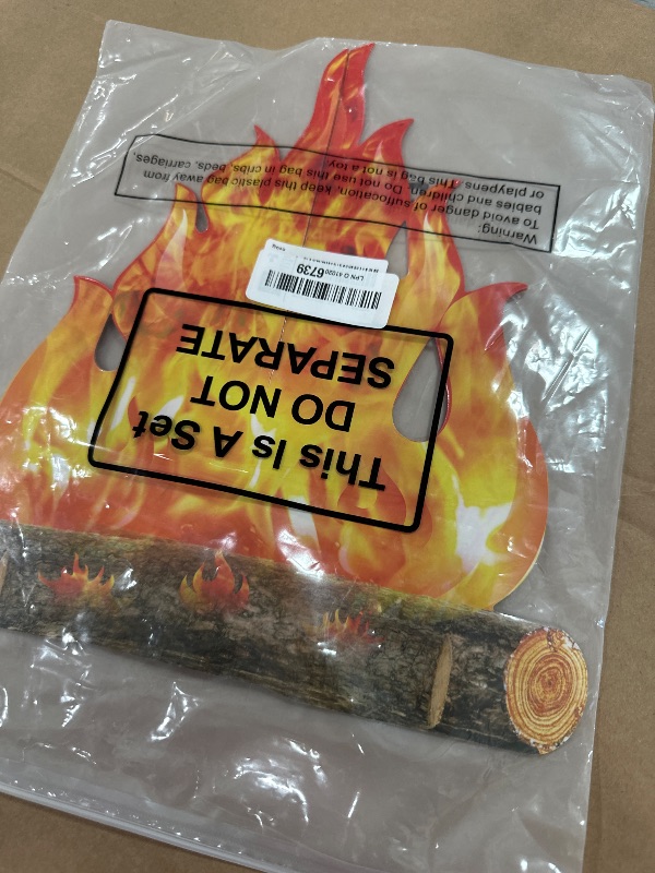 Photo 1 of Boao 2 Set Fake Fire Fake Flame Camping Decoration 3D Cardboard Campfire Centerpiece Artificial Flames Campfire Party Decoration for Camp Bachelorette Christmas Party(12 x 10 Inch,Gold Orange)