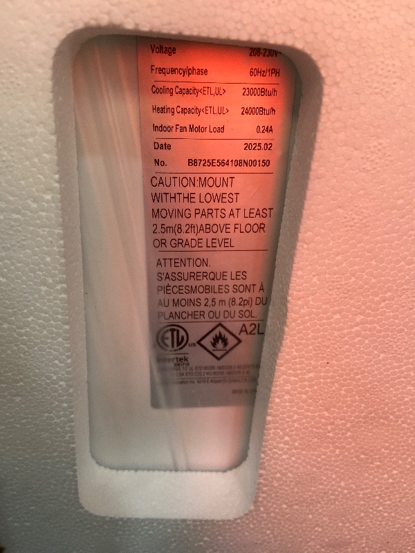 Photo 1 of 24000 BTU Mini Split Air Conditioner, 19 SEER2 208-230V Split Unit Ac and Heat Cool Up to 1500 Sq.Ft, Ductless Air Conditioner w/Complete Installation Kit,Remote,Wifi Control,Low Noise