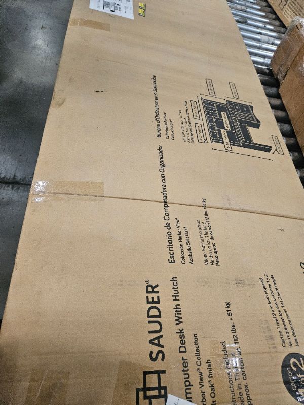 Photo 1 of ** only box # 1 is included missing box # 2 **  Sauder Harbor View Home Office Computer Desk with Hutch, Keyboard Tray, in Salt Oak finish