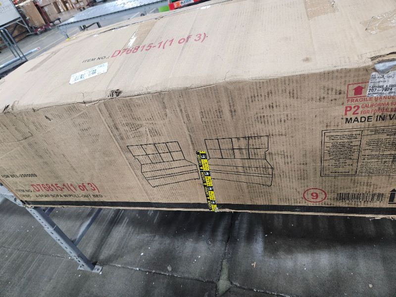 Photo 1 of ** only box # 1 of 3 is included missing parts **  83-inch Pull Out Sleeper Couch Bed, L-Shaped Corner Reversible Sleeper Sectional Sofa Polyester Blend Tufted Upholstered Convertible Sofa Bed with Storage Chaise for Home Apartment Living Room