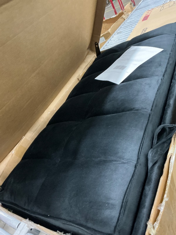 Photo 1 of *PARTIAL SET** ComeWay 3-in-1 Sofa Bed, 54" Pull-Out Sleeper Sofa Bed with 3-Level Adjustable Backrest, Velvet Fabric Loveseat Sleeper Couch for Living Room & Bedroom & Apartment & Dorm Furniture, Black