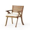 Photo 1 of *ONLY ONE** Acacia Wood Outdoor Dining Chairs, Teak Finish, with Water-Resistant Cream Cushions for Balcony, Backyard (Set of 2)

