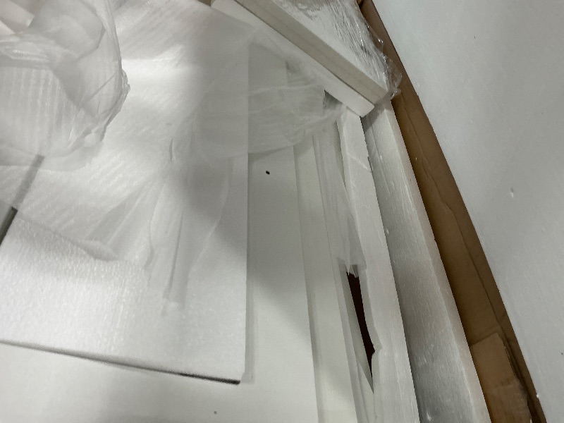 Photo 1 of **************** missing mirror and the glass that goes on top of countertop****************
LINSY Glass Top Vanity, White Vanity Desk with Mirror and Lights, Modern Makeup Vanity with Storage, 9 Drawers, 2 Cabinets and Outlet, 47" Big Vanities for Bedroo