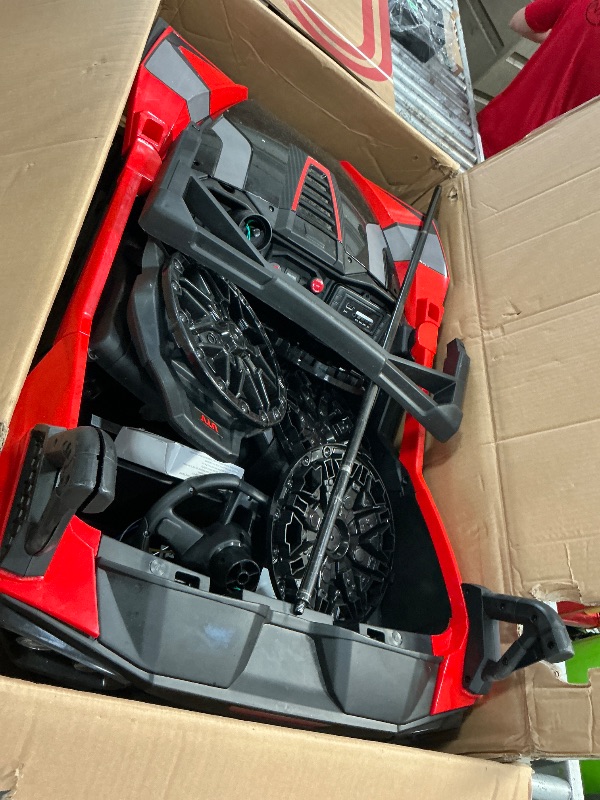 Photo 1 of *UNABLE TO FULLY TEST// MISSING PARTS** 24V 2 Seaters Kids Ride on UTV with Remote Control, 10Ah Battery, 17" Extra Large EVA Wheels & 20.5“ Wide Seat for Big Kids, 4WD Electric Vehicle Car, Full-Metal Suspension,Music,LED Lights, Red