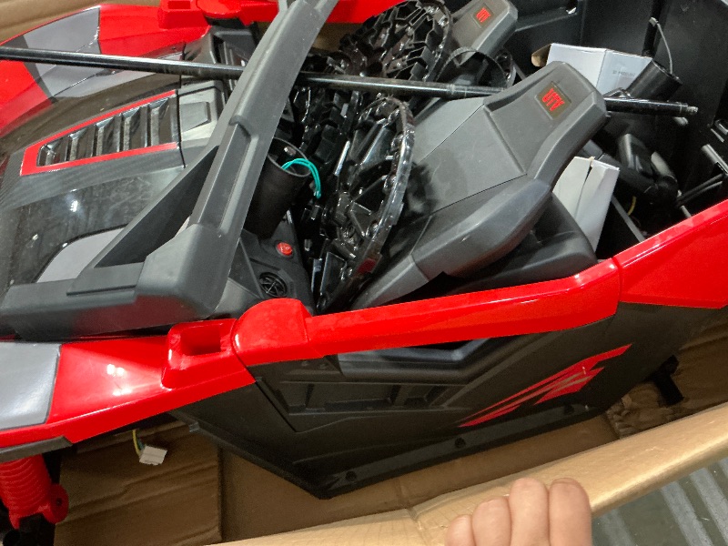 Photo 1 of *UNABLE TO FULLY TEST// MISSING PARTS** 24V 2 Seaters Kids Ride on UTV with Remote Control, 10Ah Battery, 17" Extra Large EVA Wheels & 20.5“ Wide Seat for Big Kids, 4WD Electric Vehicle Car, Full-Metal Suspension,Music,LED Lights, Red