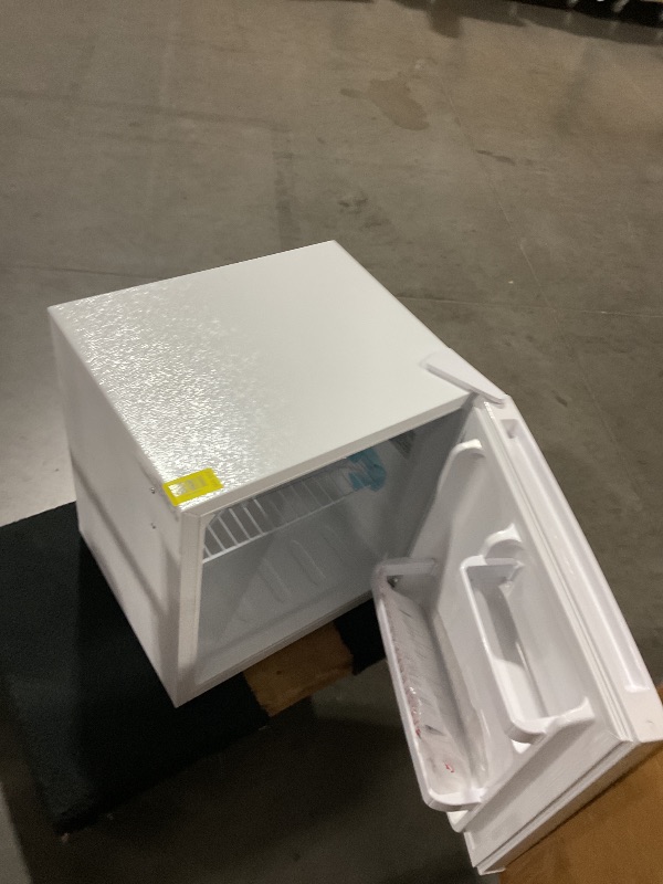 Photo 1 of Frigidaire Retro Compact Fridge with Chiller, Countertop, Built-In Bottle Opener, Compact Refrigerator 1.6 cu ft, Mini Fridge for Office, Bedroom, Dorm Room or Cabin - 16" D x 18" W x 18.5" H (White)