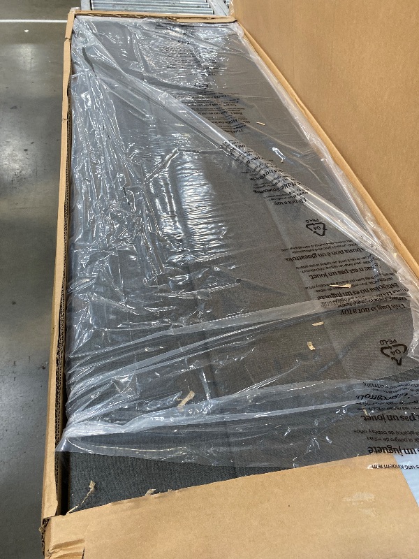 Photo 1 of (see all images) ZINUS Queen Piper Upholstered Platform Bed with Horizontal Paneled Headboard, Wooden Slat Support