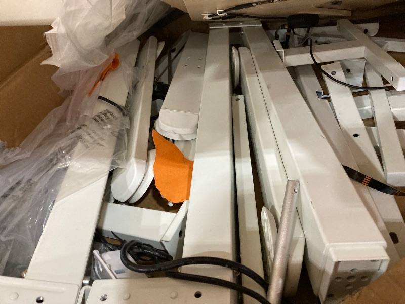 Photo 1 of **MISSING LOTS OF PIECES** Rolanstar Standing Desk L Shaped with LED Light and Power Outlet, Electric Height Adjustable Computer Office Desk Sit Stand Up with Monitor Stand, Beige