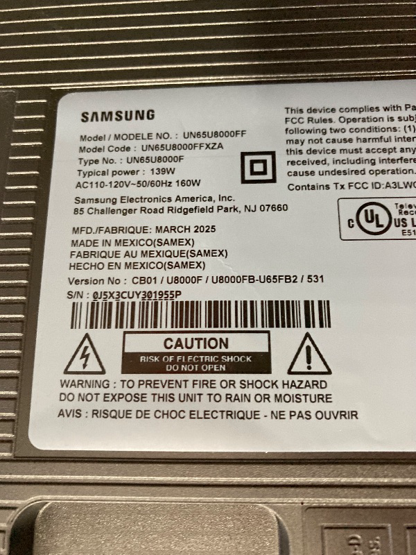Photo 1 of **SMASHED SCRFEEN FINAL SALE **Samsung 65-Inch Class Crystal UHD U8000F 4K Smart TV (2025 Model) Endless Free Content, Crystal Processor 4K, MetalStream Design, Knox Security, Alexa Built-in