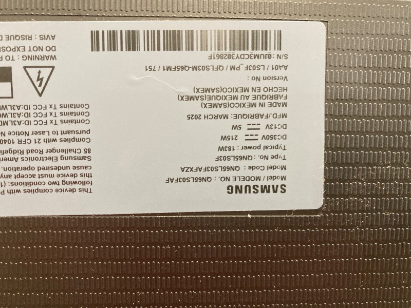 Photo 1 of *********CRACKED SCREEN, NON FUNCTIONAL, MISSING CORDS****************
Samsung 65-Inch Class The Frame LS03F 4K QLED Smart TV (2025 Model) Slim Fit Wall Mount, Modern Frame Design, NQ4 AI Gen2 Processor, Art Mode, Artful Picture Quality, Samsung Vision AI
