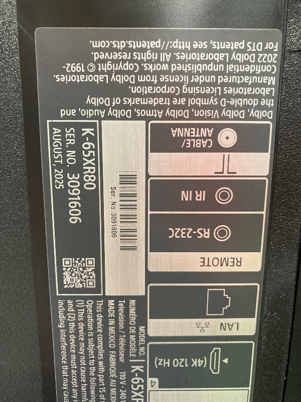 Photo 1 of **SMASHED SCREEN FINAL SALE**Sony 65 Inch OLED 4K Ultra HD TV BRAVIA 8 Smart Google TV with Dolby Vision HDR and Exclusive Features for PlayStation 5 (K-65XR80)