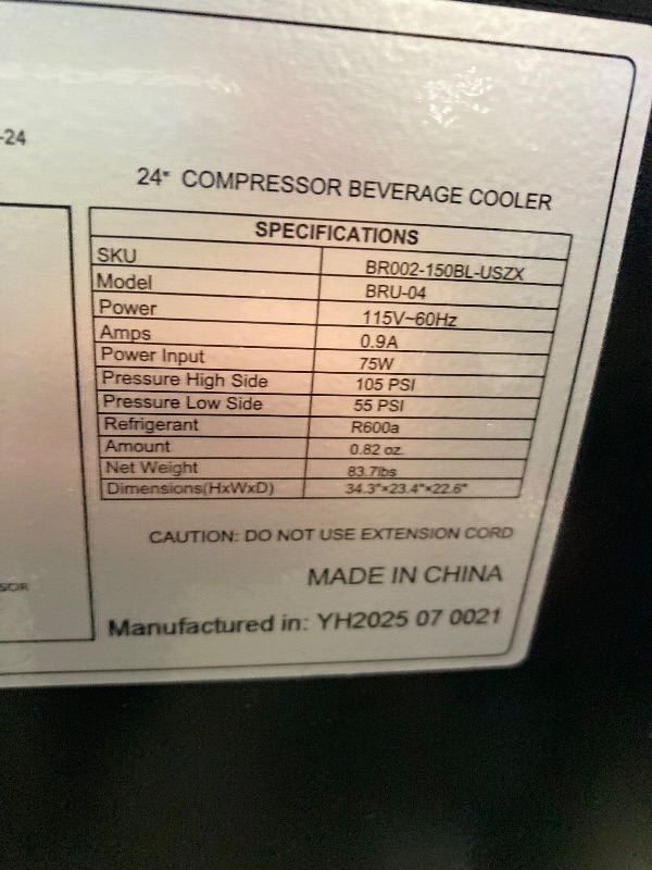 Photo 1 of *****************SEE NOTES BEFORE BID*************
ICEVIVAL 24 Inch Beverage Refrigerator, 180 Cans Under Counter Beverage Fridge with Glass Door, LED Light, Built-in or Freestanding Beer Fridge for Soda, Water, Wine - Home, Bar or Office