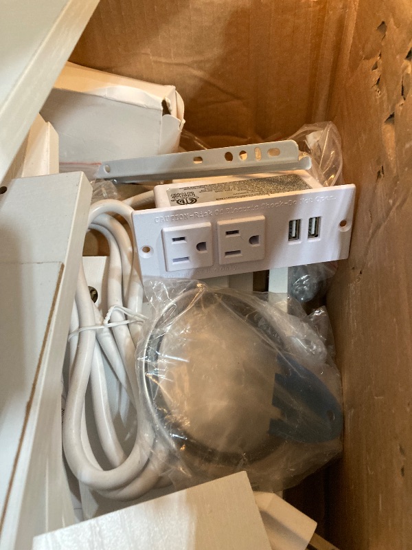 Photo 1 of (damaged/ for parts) Viaozutis Vanity Desk with Mirror and Lights, with Hidden Shelves,4 Compartments,2 Drawers,Cabinet & Stool,Dimmable LED Lights,Power Outlets, Ideal for Bedroom Vanity Organization(White)