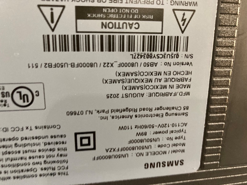 Photo 1 of ** SMASHED SCREEN FINAL SALE**Samsung 50-Inch Class Crystal UHD U8000F 4K Smart TV (2025 Model) Endless Free Content, Crystal Processor 4K, MetalStream Design, Knox Security, Alexa Built-in