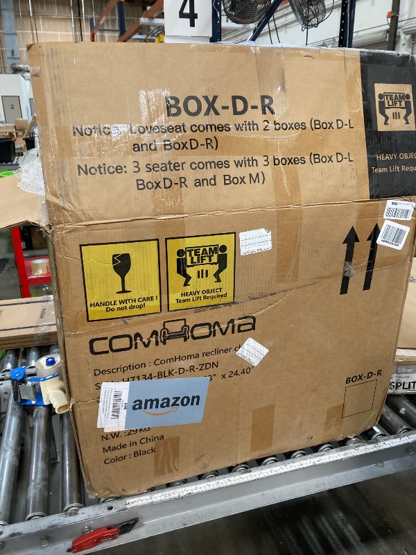 Photo 1 of ***BOX 1 OF 3 ONLY***COMHOMA Living Room Furniture Set,Bonded Leather Loveseat Sofa with Cup Holder Recliner Chair,Black