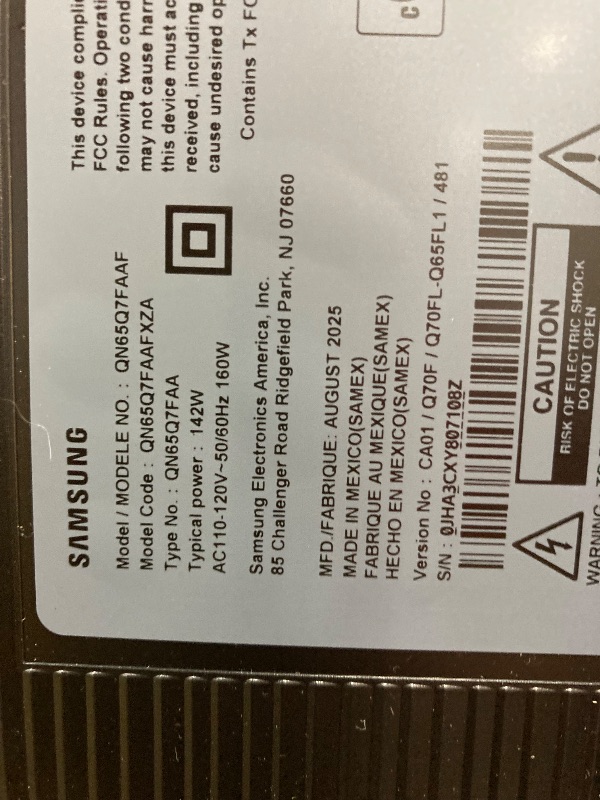Photo 1 of **SMASHED SCREEN FINAL SALED**Samsung 65-Inch Class QLED Q7F Series Samsung Vision AI Smart TV (2025 Model, 65Q7F) Quantum HDR, Object Tracking Sound Lite, Q4 AI Gen1 Processor, 4K upscaling, Gaming Hub, Alexa Built-in