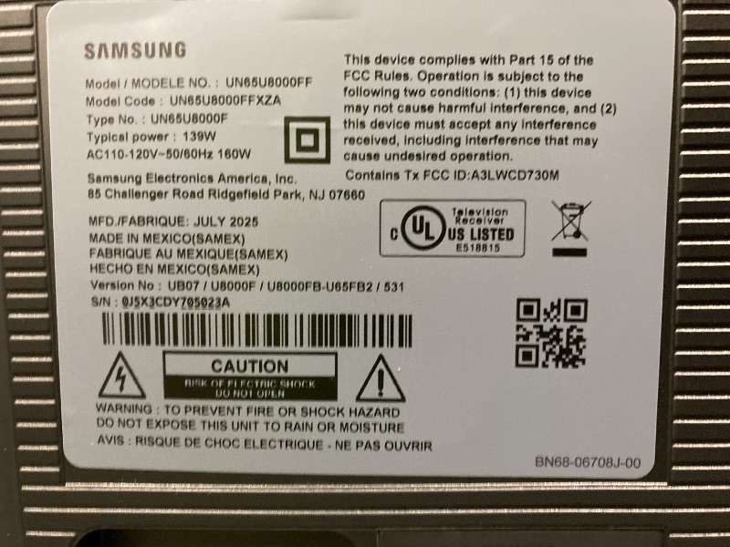 Photo 1 of **SMASHED SCREEN FINAL SALE**Samsung 65-Inch Class Crystal UHD U8000F 4K Smart TV (2025 Model) Endless Free Content, Crystal Processor 4K, MetalStream Design, Knox Security, Alexa Built-in