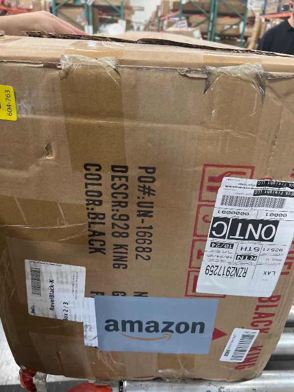 Photo 1 of ***box 2 of 3 only***Meridian Furniture RevelBlack-K Revel Collection Modern | Contemporary Black Velvet Upholstered Bed with Deep Button Tufting, 101" W x 98" D x 60" H, Black, King