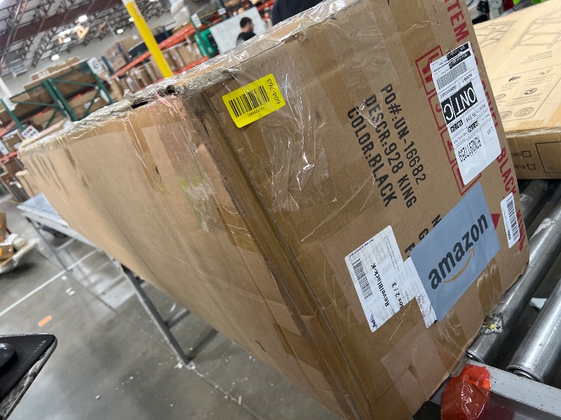 Photo 1 of ***box 2 of 3 only***Meridian Furniture RevelBlack-K Revel Collection Modern | Contemporary Black Velvet Upholstered Bed with Deep Button Tufting, 101" W x 98" D x 60" H, Black, King