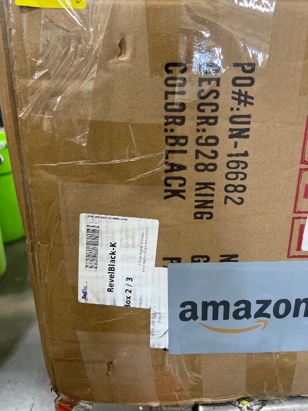 Photo 1 of ***box 2 of 3 only***Meridian Furniture RevelBlack-K Revel Collection Modern | Contemporary Black Velvet Upholstered Bed with Deep Button Tufting, 101" W x 98" D x 60" H, Black, King